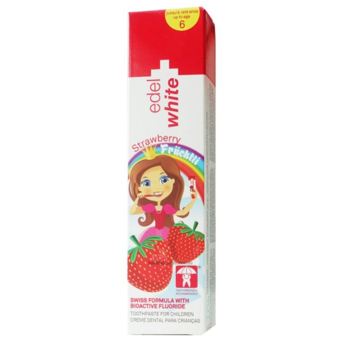 Edel White strawberry детская зубная паста со вкусом клубники, 50 мл